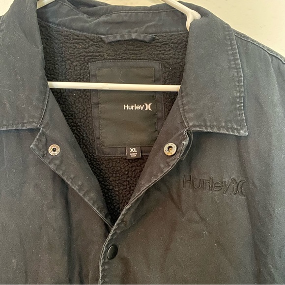 Hurley black canvas denim jacket, lined men’s XL coat - Picture 2 of 5